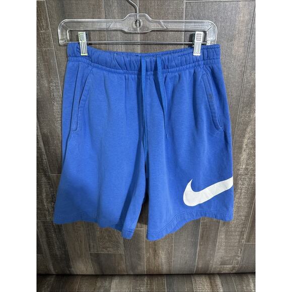 Nike Shorts Mens Small Blue Sweat Baggy Logo Swoosh Sports Gym Distressed‎ - Picture 1 of 8